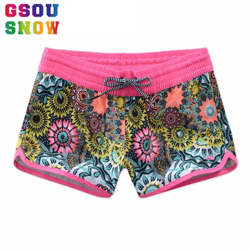 

GSOU SNOW Brand Women Beach Board Shorts Quick Dry Swimming Yoga Fitness Diving Surf Sports Bikini Bottoms Sunscreen Boardshorts