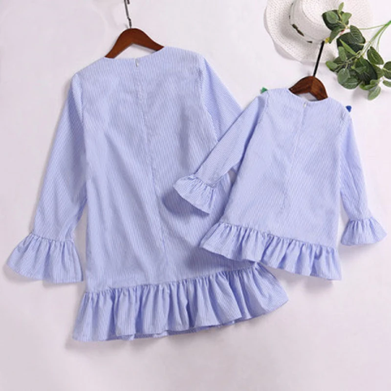 Mother-and-Daughter-Dress-Striped-Tassel-Kids-Baby-Girl-Woman-Fashion-Mini-Sundress-Family-Match-Clothes (4)_