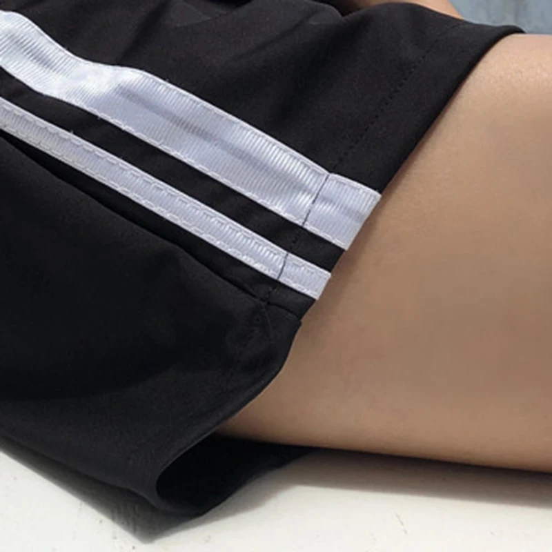 Свободные шорты в полоску с завязками, женские короткие шорты в Корейском стиле с карманами, милые женские летние модные шорты для школьников, бодибилдинга