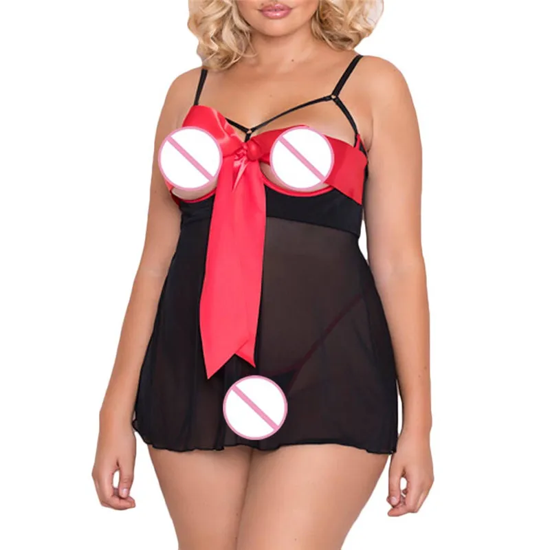 

Exotic Apparel Bowknot Lingerie Plus Size Women Femmes Underwear Night Skirt Sexy Underwear Erotic Lingerie String Apr10