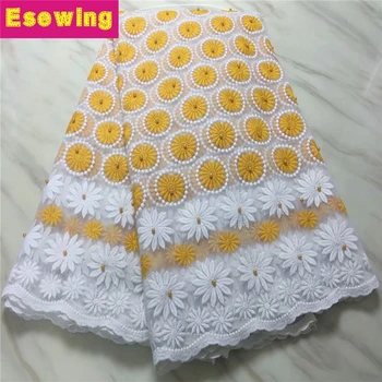 

French African lace fabric high quality embroidered Nigerian net lace with guipure lace fabric 5 yards/lot for lady dress Orange