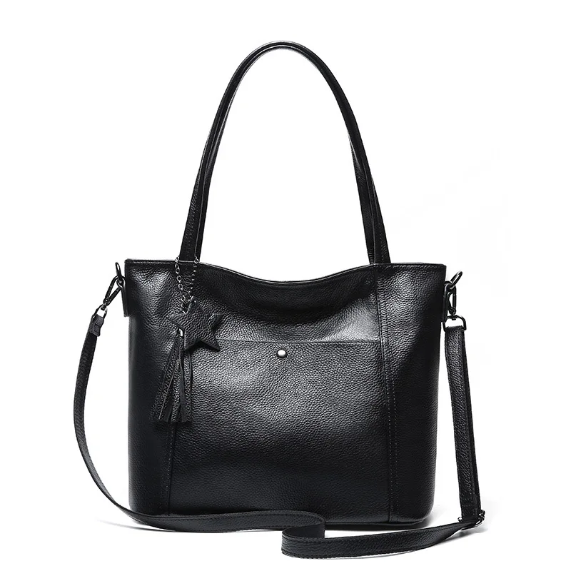 

1077 New Fashion Ladies Top Layer Cowhide Leather Handbag Women Shoulder Bag Female Totes