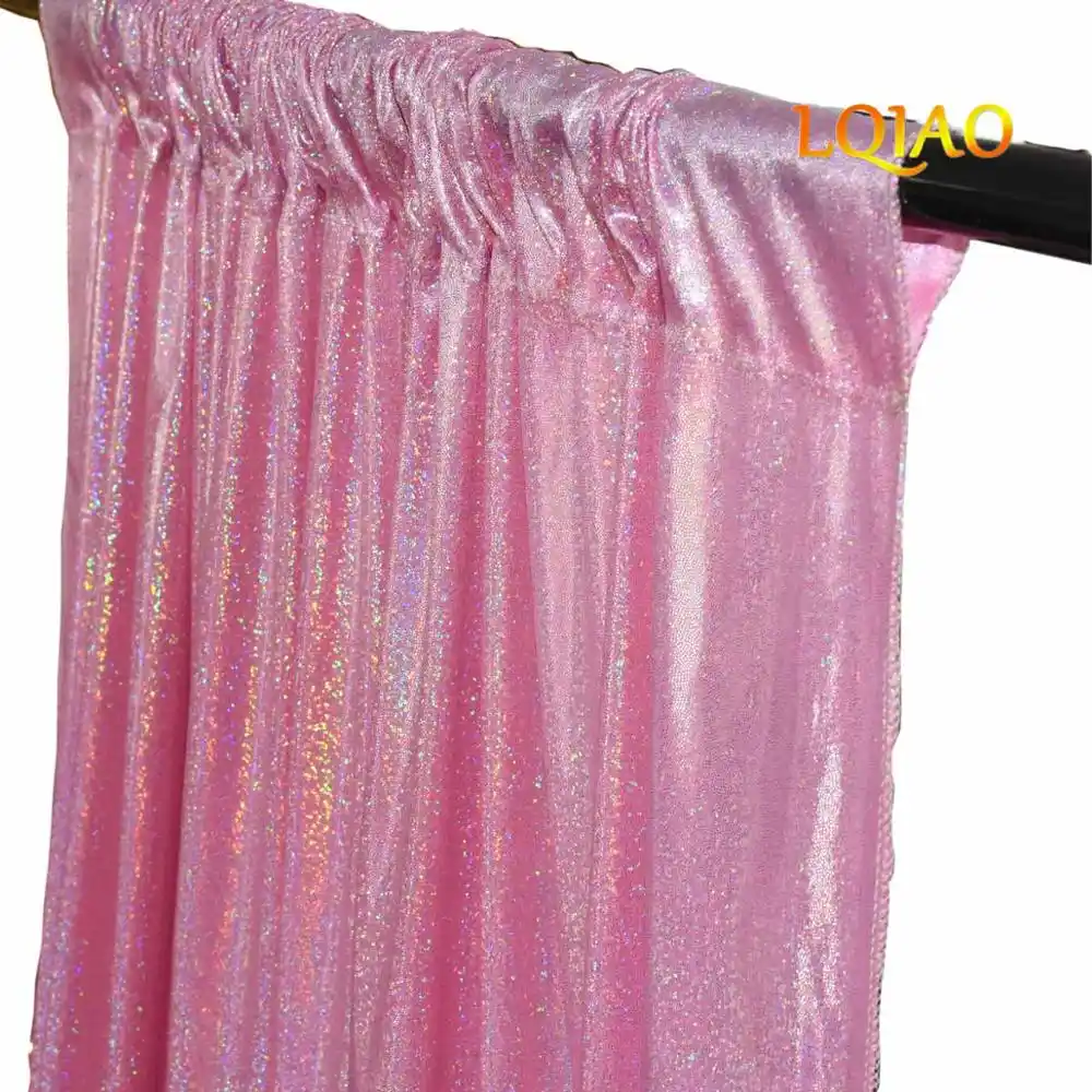 LQIAO Laser 5x6ft Pink Backdrop Holographic Fabric Background Glitter Curtain Photography Booth Photo Background Props Backdrop Makeup Vides Shooting Bling Teenage Heart