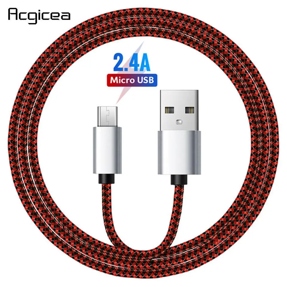 

2.4A Micro USB Cable Fast Data Sync Charging Cable For Samsung Huawei Xiaomi LG HTC Nokia Android Microusb Mobile Phone Cables