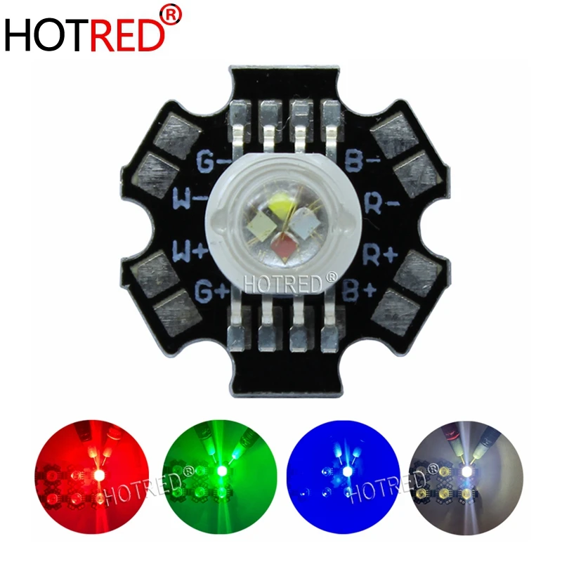 

50pcs/lot 4*3W 12W RGBW RGB+White High Power Led Diode Chip Lamp Light Red Green Blue White with 20mm Star Base