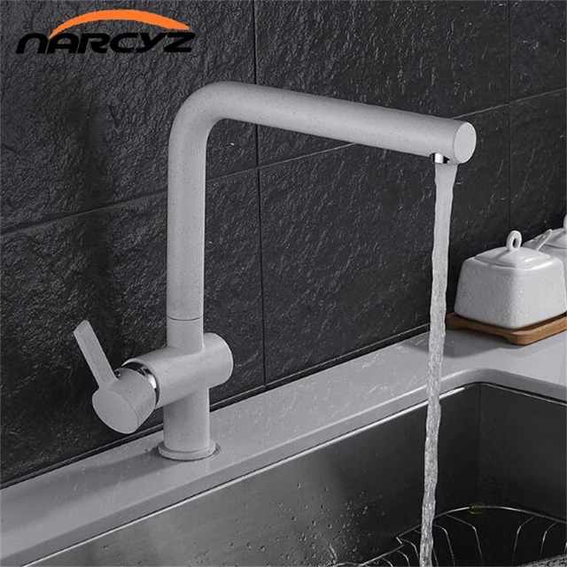 Special Offers High quality Quartz stone kitchen faucet sandblast paint 360 degree rotation copper oat color  hot and cold faucet XT-73