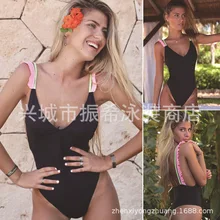 Купальник женский, 1 предмет, женский, трихинис,, сексуальный, черный, для плавания, полиэстер, однотонный