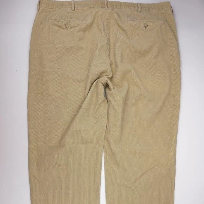 POLO RALPH LAUREN Flat Front Casual Pants Tan Corduroy Mens 42x32 (2)
