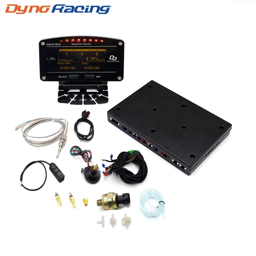 Dynoracing 10 in 1 New Style Auto Sports Digital Meter OLED Digital Tachometer Full Sensor Kit Electrical Car Meter YC101196