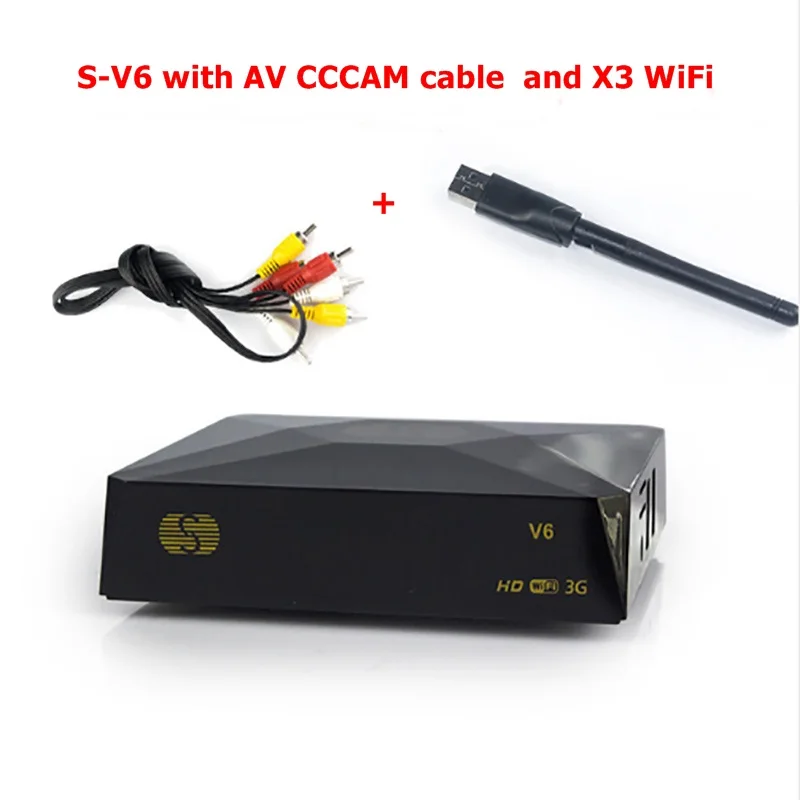 S-V6 DH DVB-S2 Мини цифровой спутниковый ресивер Поддержка cccam Xtream IP ТВ NOVA колеса AV 2xusb веб ТВ 3g Biss Key S2 декодер - Цвет: S-V6 add Wifi Cline