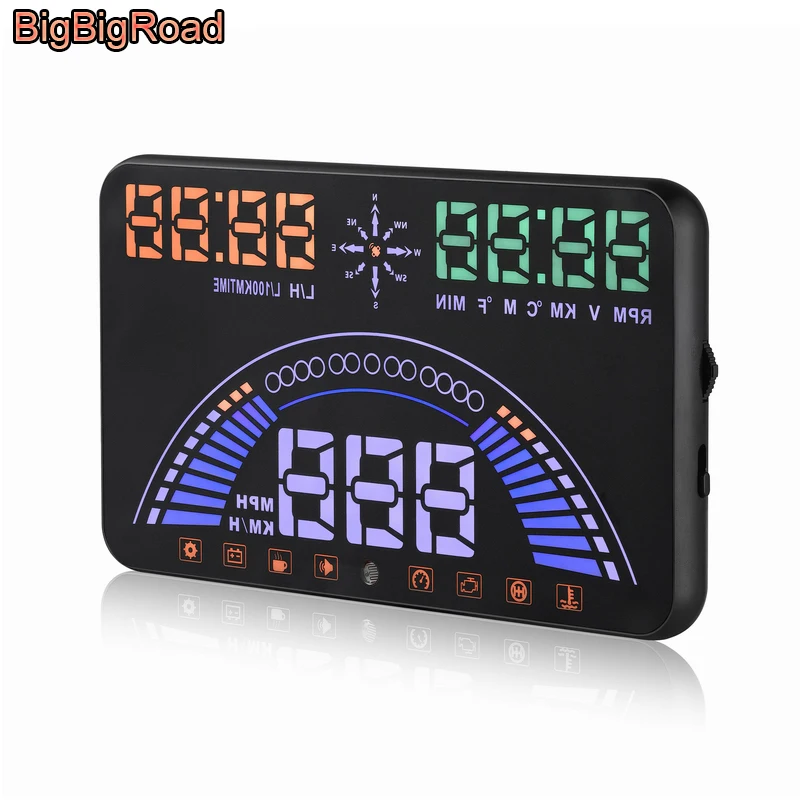 BigBigRoad-5.8 ġ ڵ HUD  ÷ OBD 2 + GPS 2  1,  ӵ  ũ    ˶