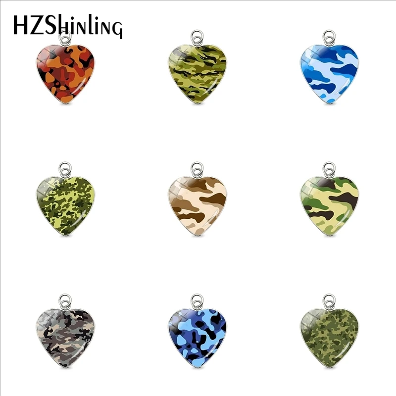 

Military Clothing Patterns Camouflage Heart Stainless Steel Plated Pendants Camouflage Suit Design Jewelry Charms for Men