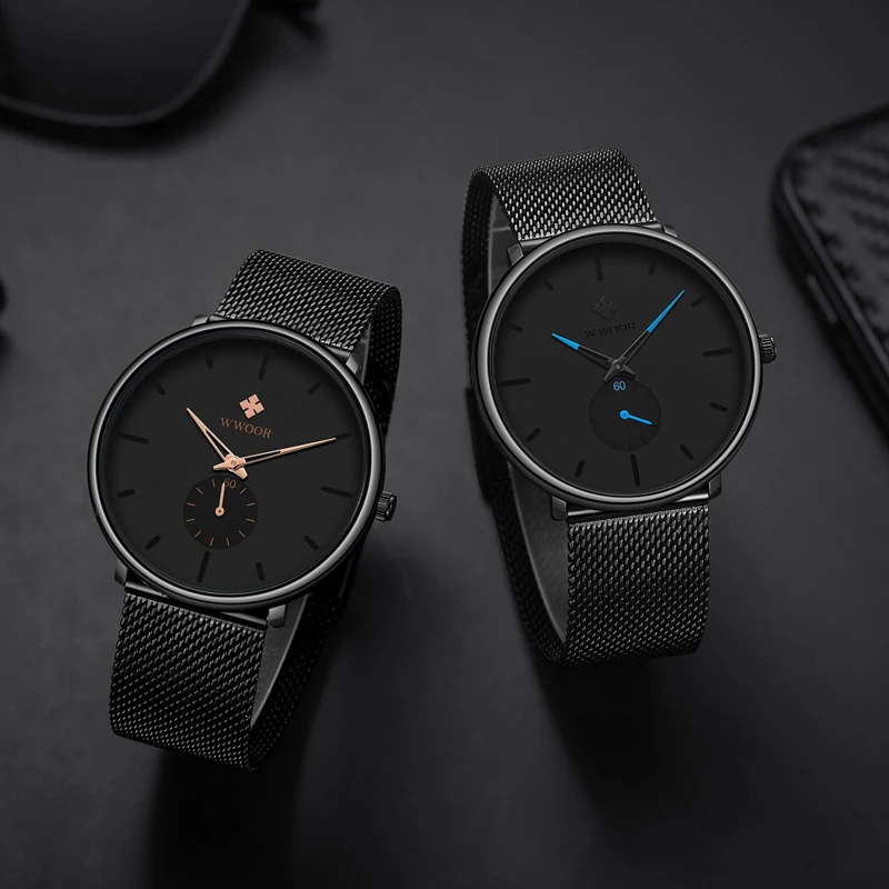Men Watch 2019 Top Brand Luxury WWOOR Fashion Slim Black Men's Wrist Watches Waterproof Sport Quartz Wristwatch Man Watches 2019 (9)