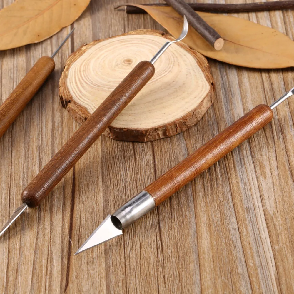 6 шт. набор инструментов для лепки из глины, инструмент для резьбы, ручной резак, нож для сглаживания, полимерные формы, инструмент для моделирования, резной инструмент, деревянная ручка