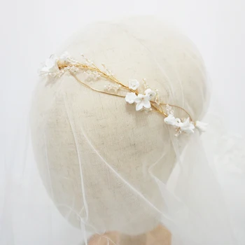 

Delicate Clay Floral Bridal Headpiece Handmade Beads Hair Vine For Brides Wedding Hair Accessories