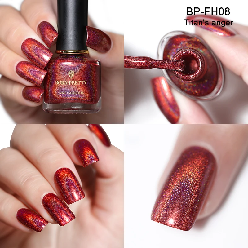 BORN PRETTY Holo flowresh серия лак для ногтей 6 мл Голографический лазерный лак для ногтей сияющий блеск лак для ногтей полуперманентное масло