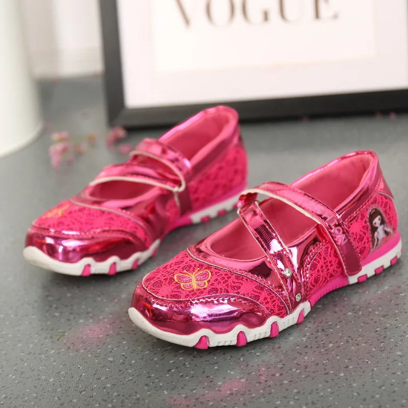 

Kids Princess Girls Shoes For Wedding Party, Butterfly Lace Hook&Loop PU Leather Children Flats Mary Jane Shoes Newest Summer