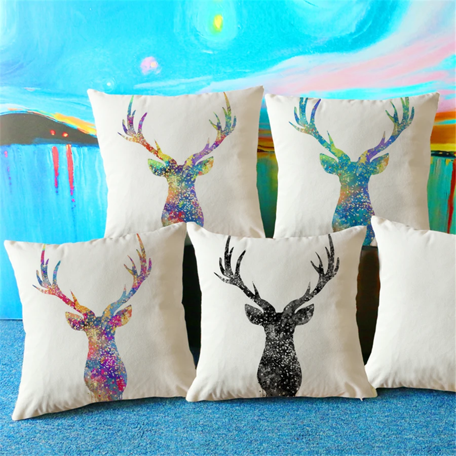 Deer Animal Pattern Decorative Pillow Case Housse De Coussin Animaux
