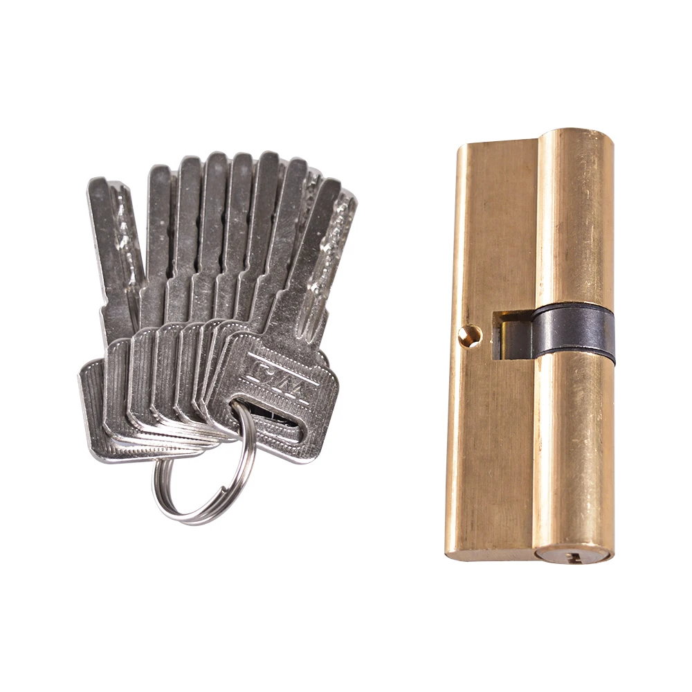 Thumb-Turn-Euro-Profile-Cylinder-Barrel-Lock-Brass-Satin-Nickel-Finish-80mm-With-8-Keys