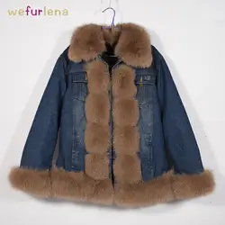 Бесплатная доставка натуральный Меховая куртка Зимние теплые толстые натурального меха лисы пальто длинный Для женщин зимние лисий мех