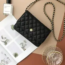 Высококачественная дизайнерская сумка из черной кожи с клапаном из натуральной кожи на цепочке, сумка через плечо, клатч, кошелек