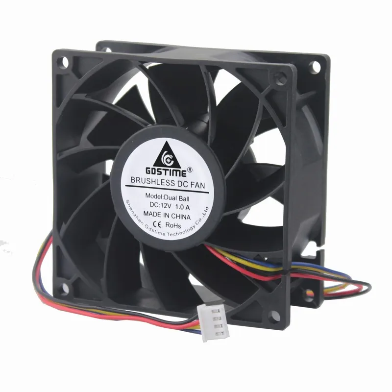 Gdstime 1 Piece 92mm Dual Ball 12V PC Case CPU Radiator 9cm 9238 Brushless Computer DC Cooling Fan 90mm x 38mm 4 Pin 4 Wire Gdstime 1 Piece 92mm Dual Ball 12V PC Case CPU Radiator 9cm 9238 Brushless Computer DC Cooling Fan 90mm x 38mm 4 Pin 4 Wire