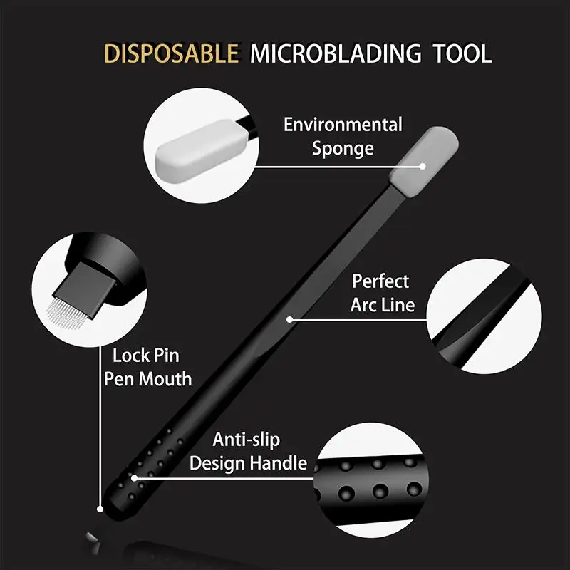 10 шт микроблейдинг ручные одноразовые ручки с иглами бровей татуировки перманентный макияж 18 U формы иглы Лезвия