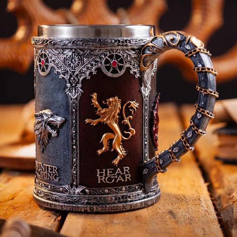 

Game of Thrones Mug Tankard Cup Stainless Steel Resin 3D Beer Coffee Water Drinkware Mugs 500-600ml BEST GOT Fan Gift