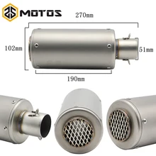 ZS MOTOS 51mm Universal Cafe Racer Motocross Muffler Motorcycle Exhaust Pipe for CB400 YZF R1 R6 Z750 Z800 GSXR TMAX530 500