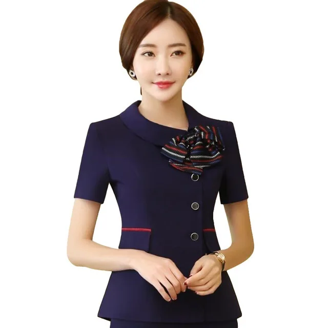 

Summer Fashion formal women blazer New elegant business short sleeve bow jackets office ladies plus size work wear uniforms