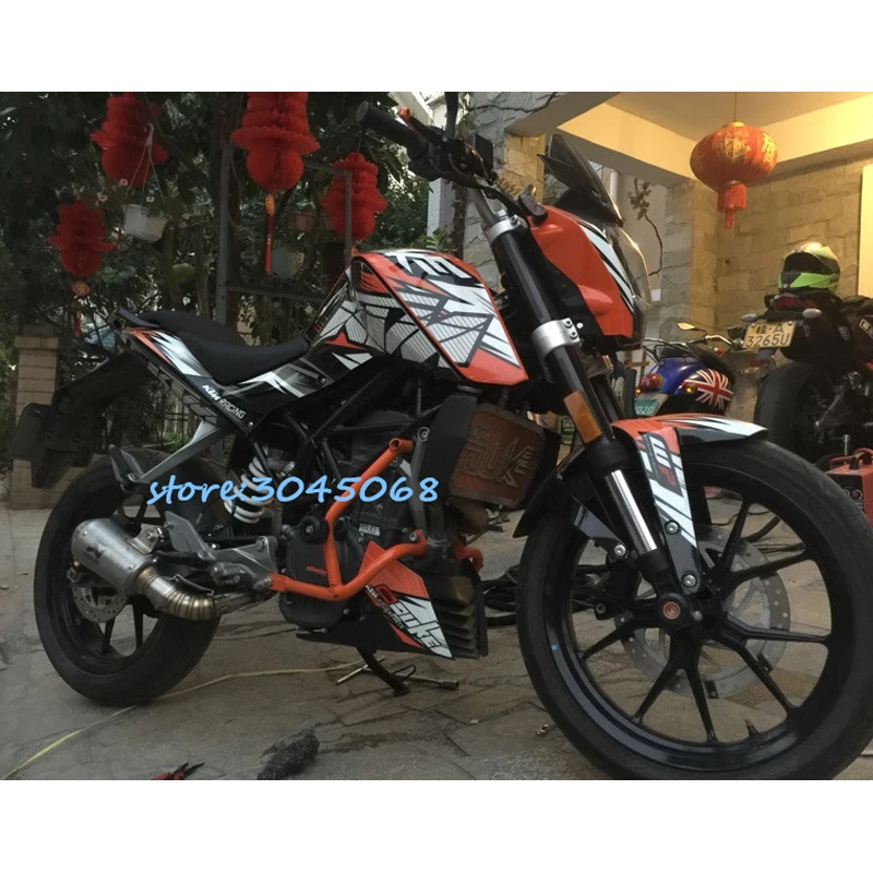 Слипоны для KTM Duke 200 KTM390 мотоцикл полная система выхлопной трубы из углеродного волокна с наклейкой средней трубы для KTM RC300