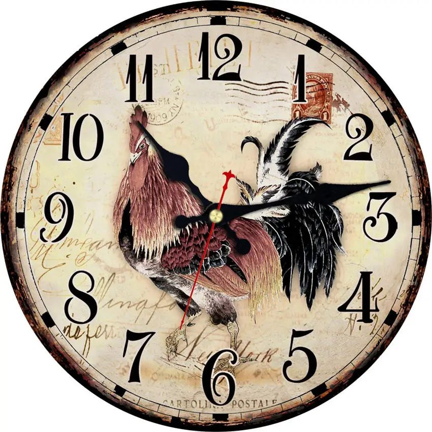 С рисунком милой собаки настенные часы, 12 дюймов круглые настенные деревянные картона часы, современные настенные часы для домашнего декора, бесшумный и не тикают - Цвет: Wall Clock 12