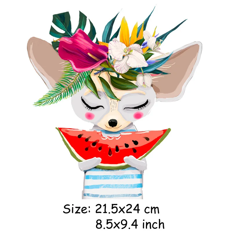 

Rabbit Bear Fox Iron on Patches for Clothes Flower Patch Easy Print By Household Irons A-level Washable Stickers Applique
