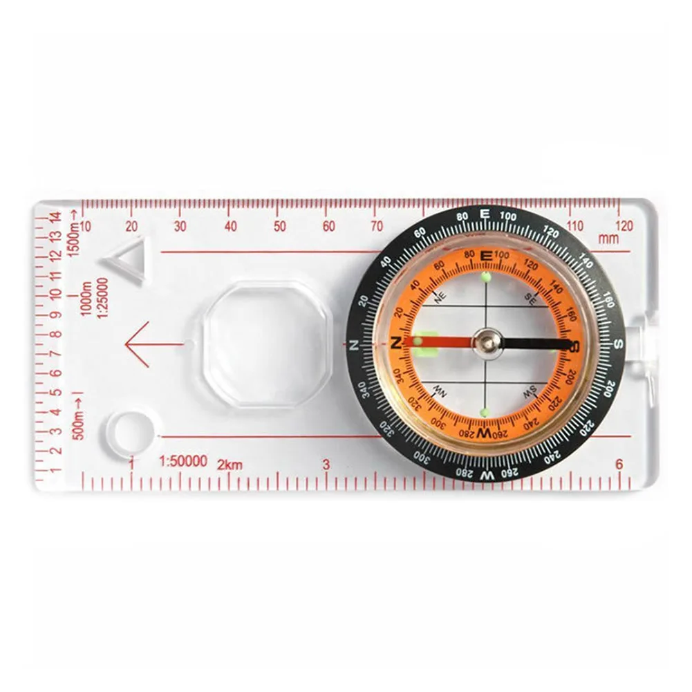 

Newly Compass Ruler Scale Magnifying Scout For Hiking Camping Boating Orienteering Map FMS19