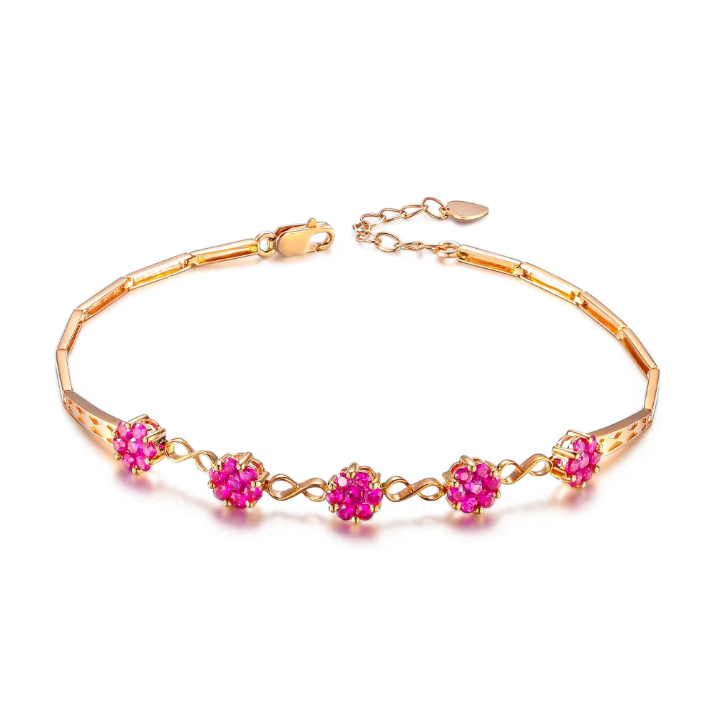 Us 1554 84 Luxury Classic Gvbori 18k Rose Gold Natural Ruby Bracelet Women Wedding Gift Gemstone Jewelry Flower Design Bracelet In Bracelets