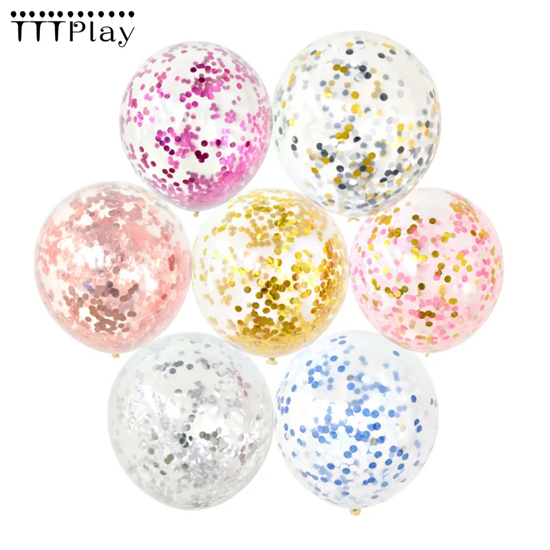 

18inch Pink Confetti Clear Balloon Round Ballons Party Accessories Birthday Inflatable Balls Baptism Decorations Baloons Wedding