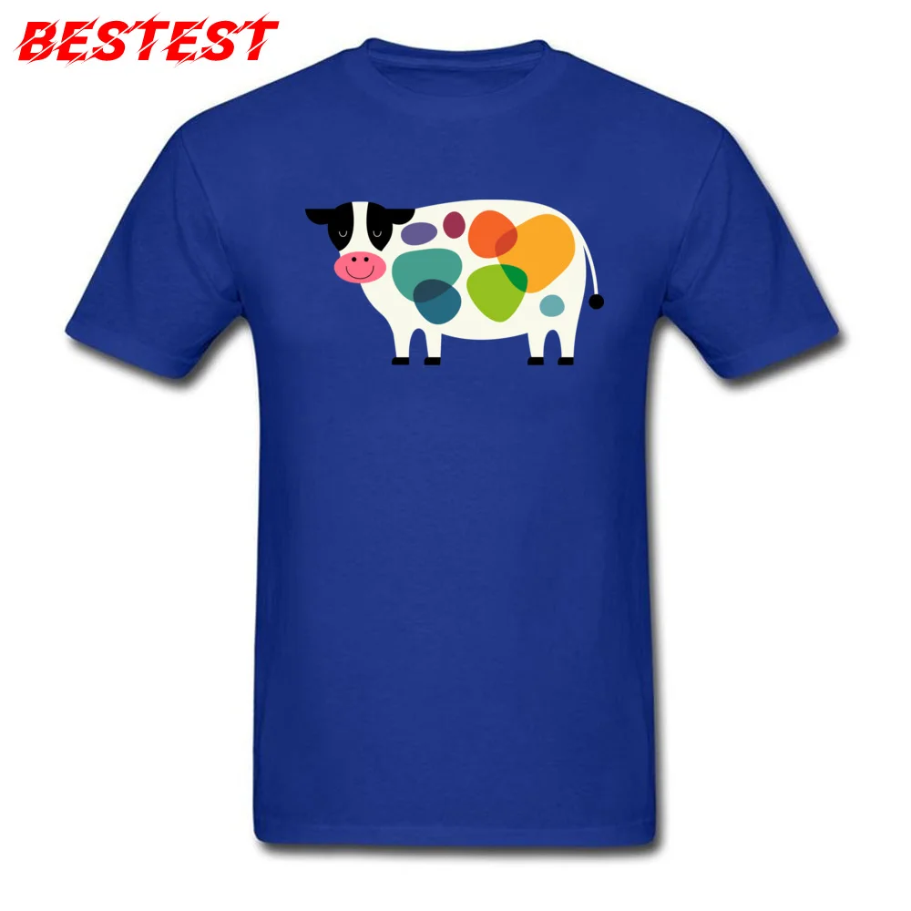 Awesome Cow Tshirts Casual Short Sleeve Company Crewneck 100% Cotton Tops Tees Design Tops & Tees for Men Summer Awesome Cow blue