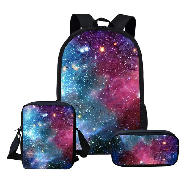 INSTANTARTS школы, в комплекте с набором подходящих сумок для детей разноцветный галактика Звезда Космос школьная сумка леди Подростковая сумка через плечо для девочек школьный plecak - Цвет: L2766CEK
