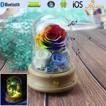 

Preserved Flowers Dry Rose Wireless Bluetooth Speaker LED Valentine's Day Christmas Birthday Gift Wedding Home Party Decoration
