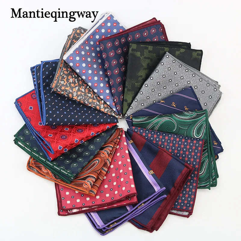 

Men Paisley and Flower Dots Pattern Handkerchief for Men Business Suit Polyester Pocket Square Navy Stripe Red Handkerchieves