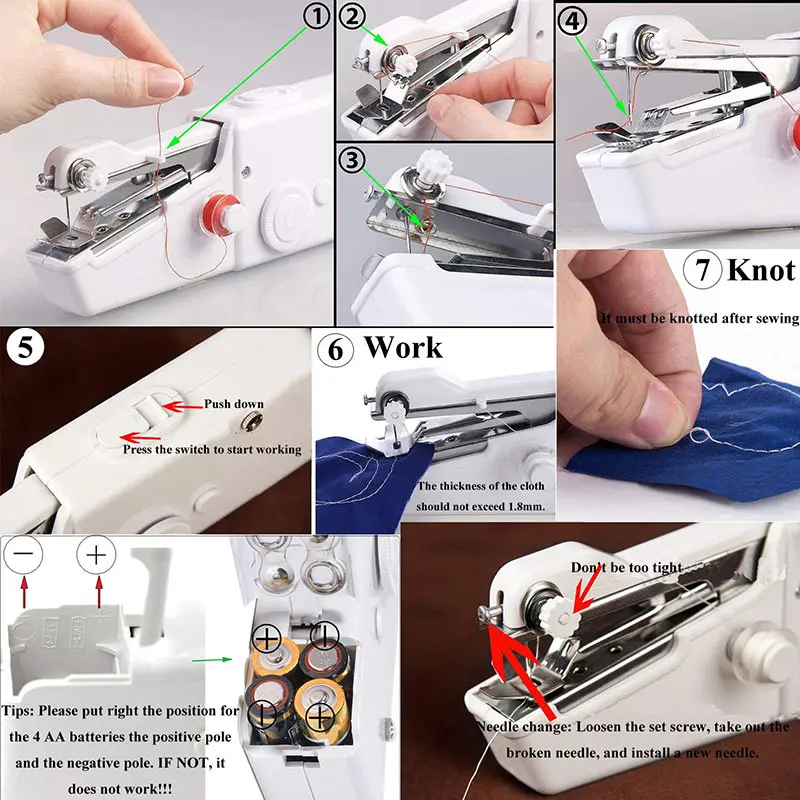Mini Sewing Machine Fast Sewing Stitch Portable Needlework Cordless Clothes Handheld Household Electric Sewing Machine Diy Tool (10)