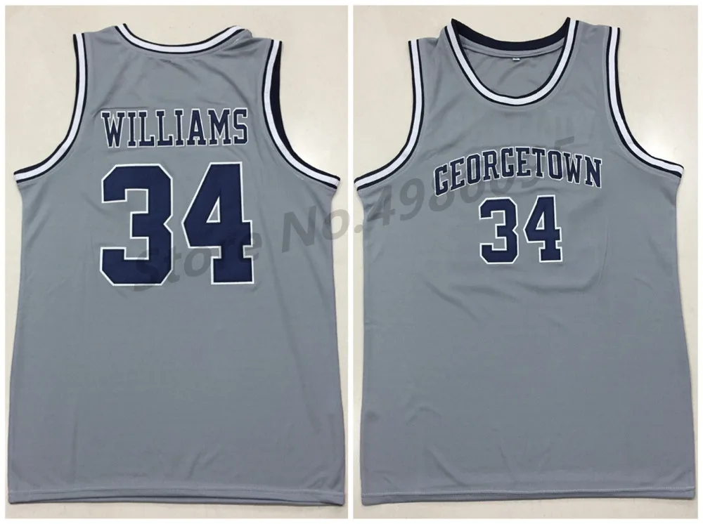 34 Reggie Williams Hoyas College Grey Retro Basketball
