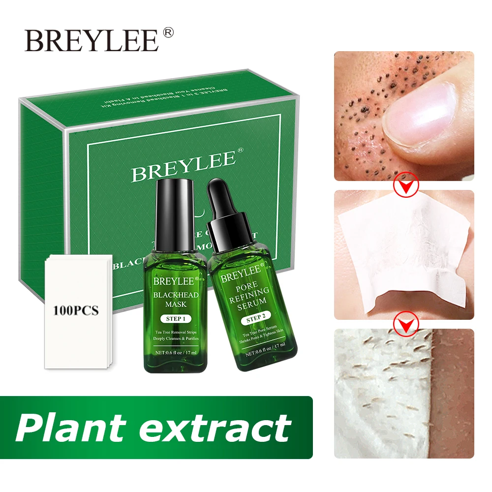 

BREYLEE Blackhead Removing Kit Pore Refining Blackhead Remover Serum Acne Treatment Shrinks Pore Peel Off Facial Cream Skin Care