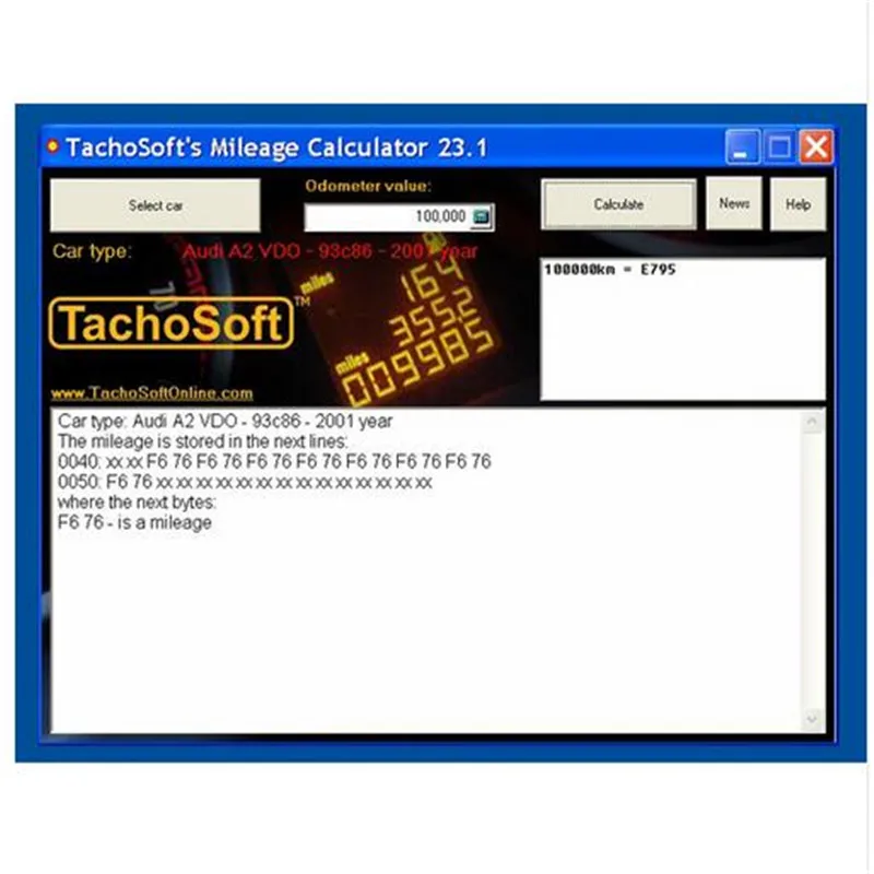 tachosoft 23 1 mileage calculator software odometer mileage tester