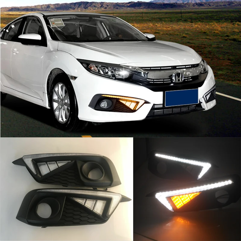 Автомобильный светодиодный дневные ходовые огни для Honda Civic 2016 2017 2018 DRL 10th|Фара