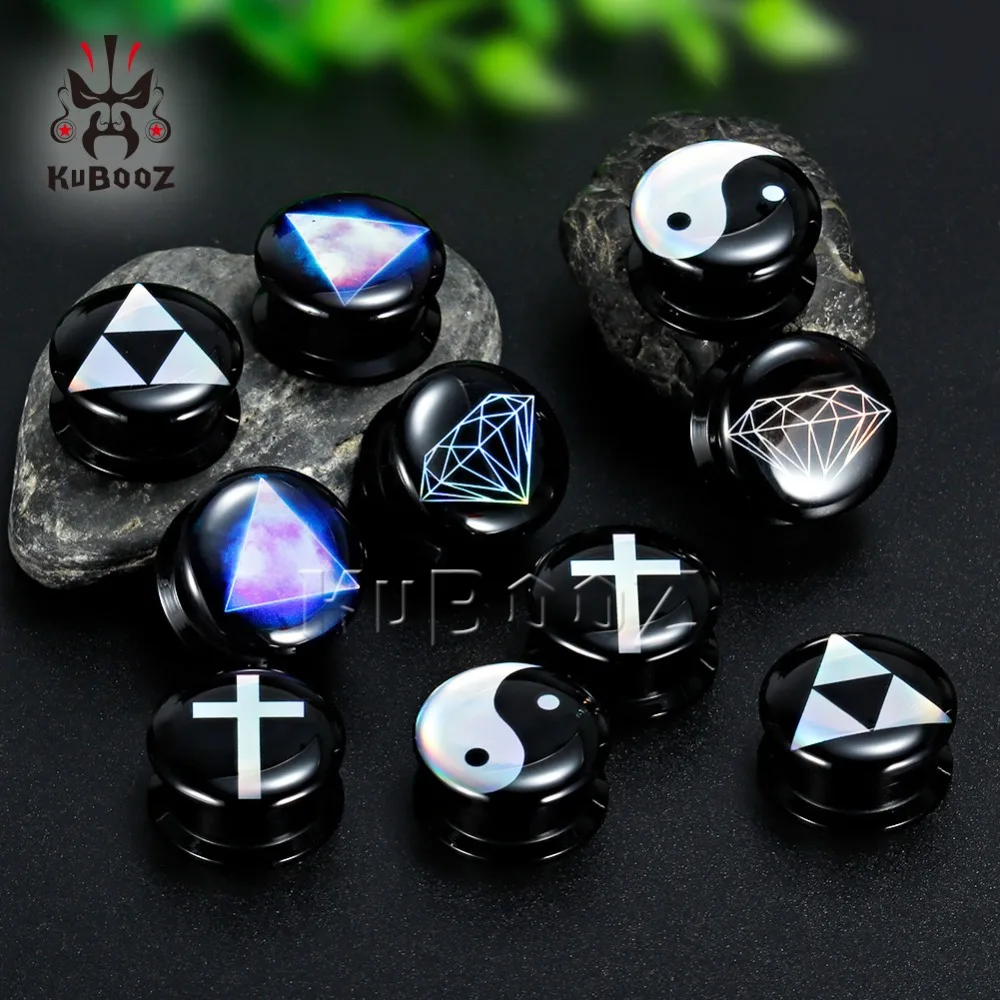 

KUBOOZ Ear Plug Tunnel Stretcher Earrings Piercing Expander Gauges Studs Saddle Fancy Trendy Acrylic Body Piercing Jewelry Gift