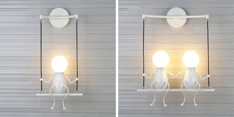 Modern Creative LED Wall Light E27 Black White Red Wall Lamp Sconce Home Fixtures For Children's Room Living Room Bedroom 110-220V (11)