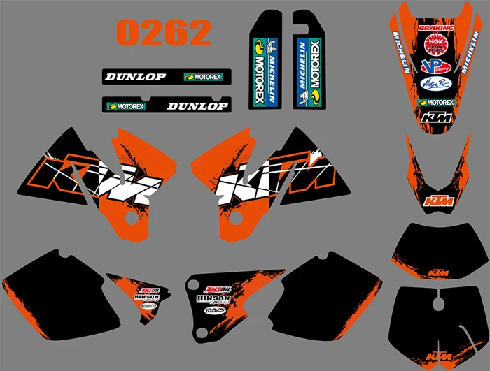 

4 STYLES TEAM GRAPHICS BACKGROUNDS DECALS STICKERS FOR KTM EXC 1998 1999 2000