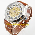 43mm Parnis Sapphire glas Braun gurt Gold miyota Automatische Bewegung herren Uhr