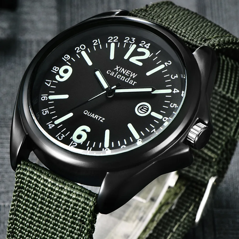 Светится в темноте часы топовые брендовые Роскошные военные мужские часы кварцевые часы с черным циферблатом Роскошные спортивные наручные часы LS* D